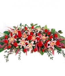 Rose and Lily Casket Arrangement