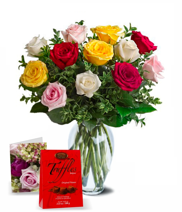 One Dozen Assorted Rose Combo I