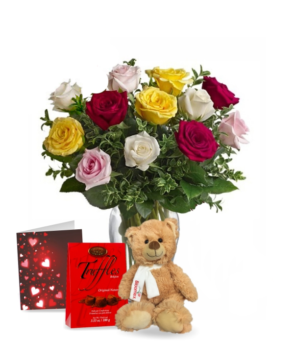 Combo Une Douzaine de Roses Assorties