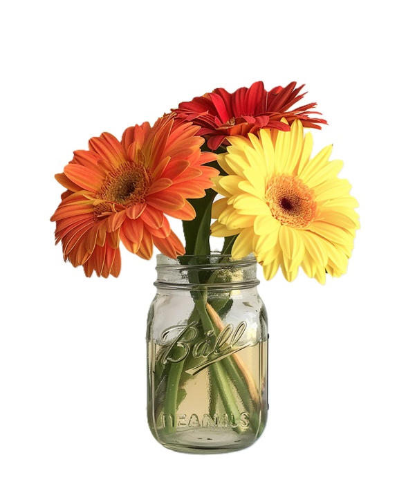 Gerberas dans un Bocal de Maçon