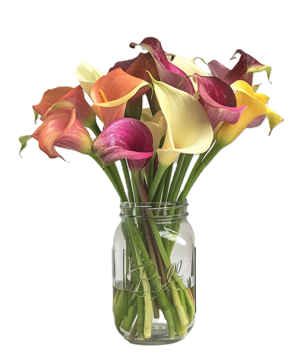 Assorted Calla Lilies in Mason Jar